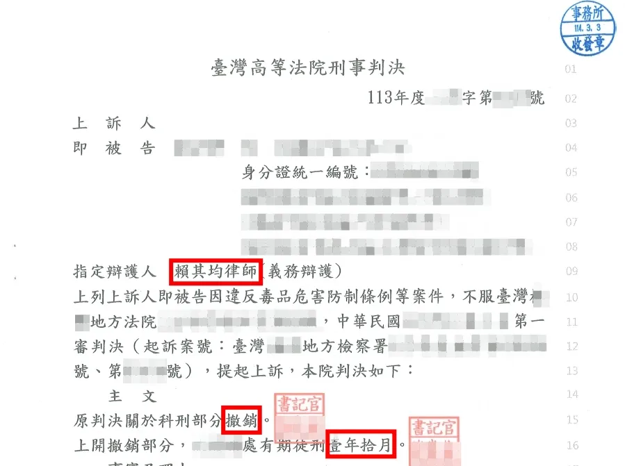 運輸一級毒品上訴改判-1年10月徒刑-中正區刑事律師/中正區刑事訴訟律師