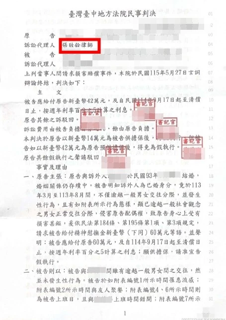 【勝訴】侵害配偶權