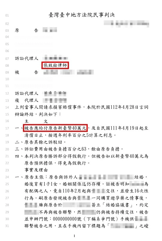 【勝訴】侵害配偶權