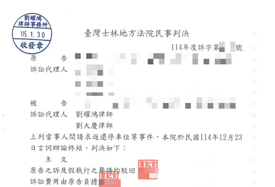 <順利為當事人取得勝訴判決,今年的第五連勝!!>