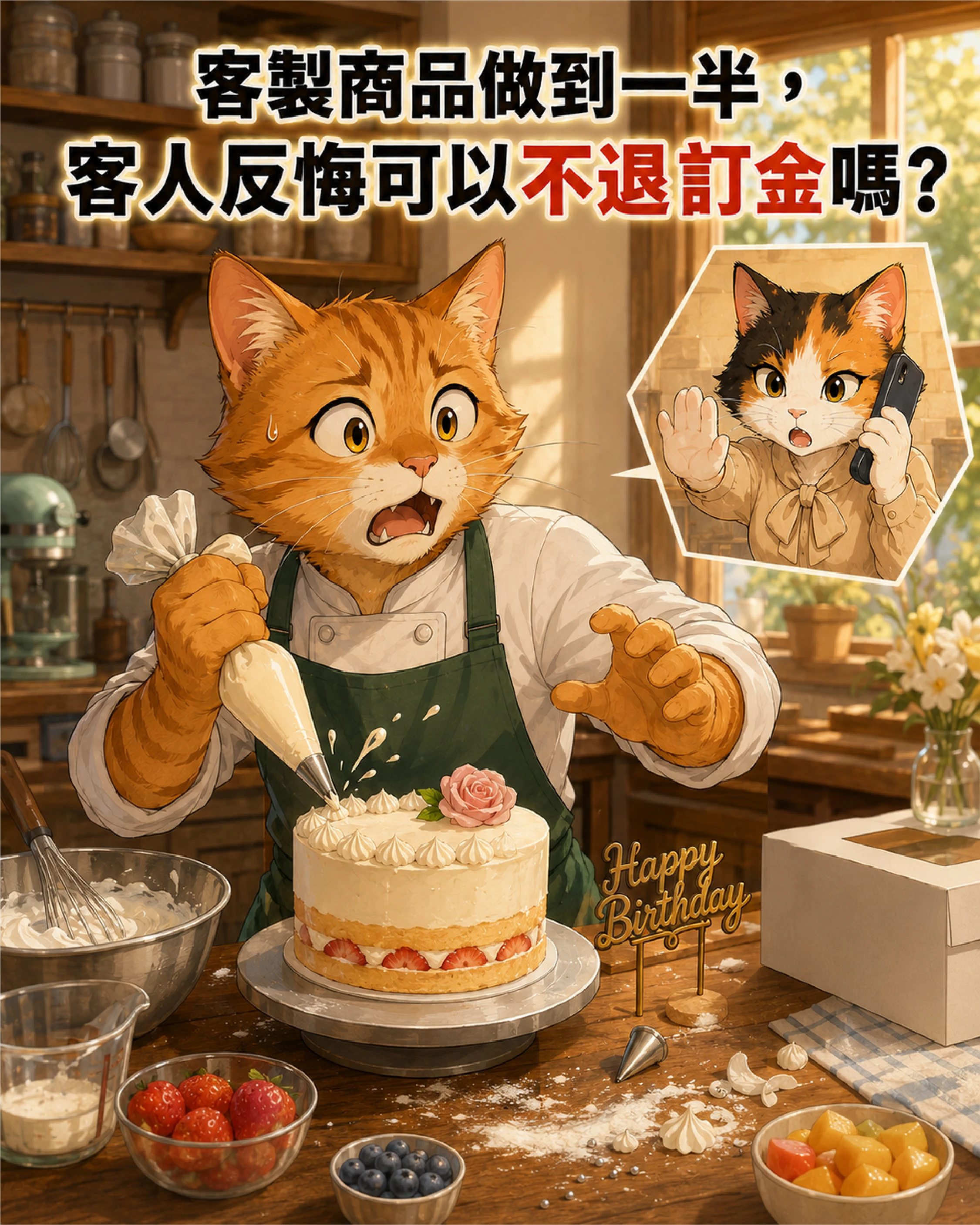 客人訂做商品做到一半反悔，可以不退訂金嗎？