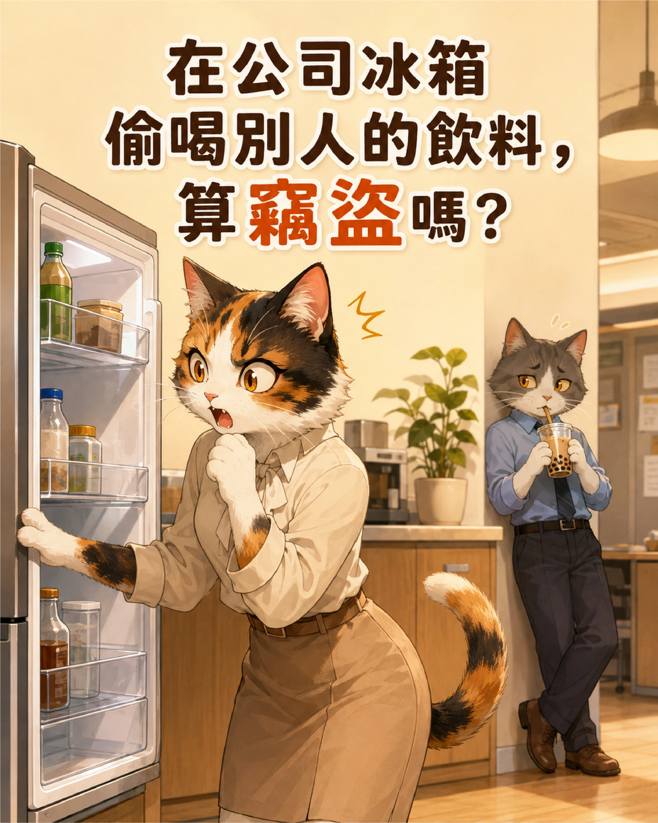 在公司冰箱偷喝別人的飲料，算竊盜嗎？