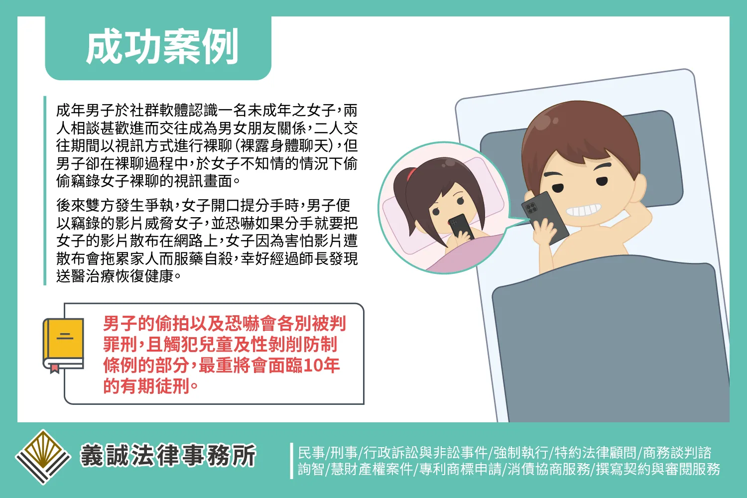 【成功案例:兒童及少年性剝削防制】台北律師推薦|板橋律師事務所|板橋刑事律師|板橋律師