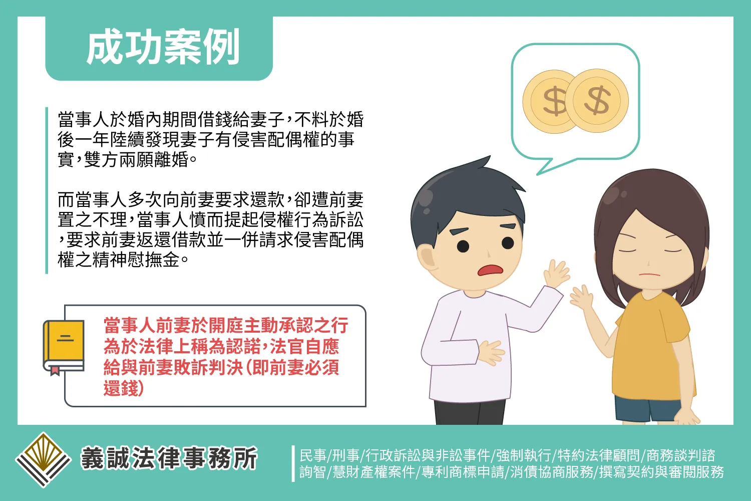 【成功案例:侵害配偶權損害賠償】家事律師|板橋律師推薦|板橋律師事務所|板橋律師