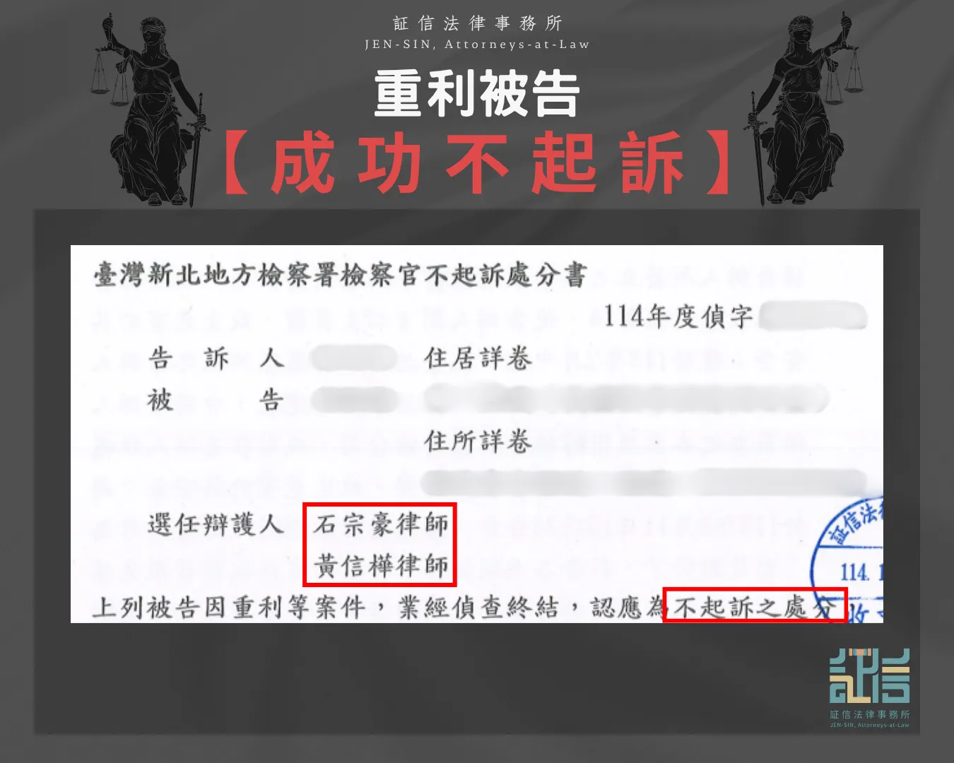 重利被告 成功不起訴