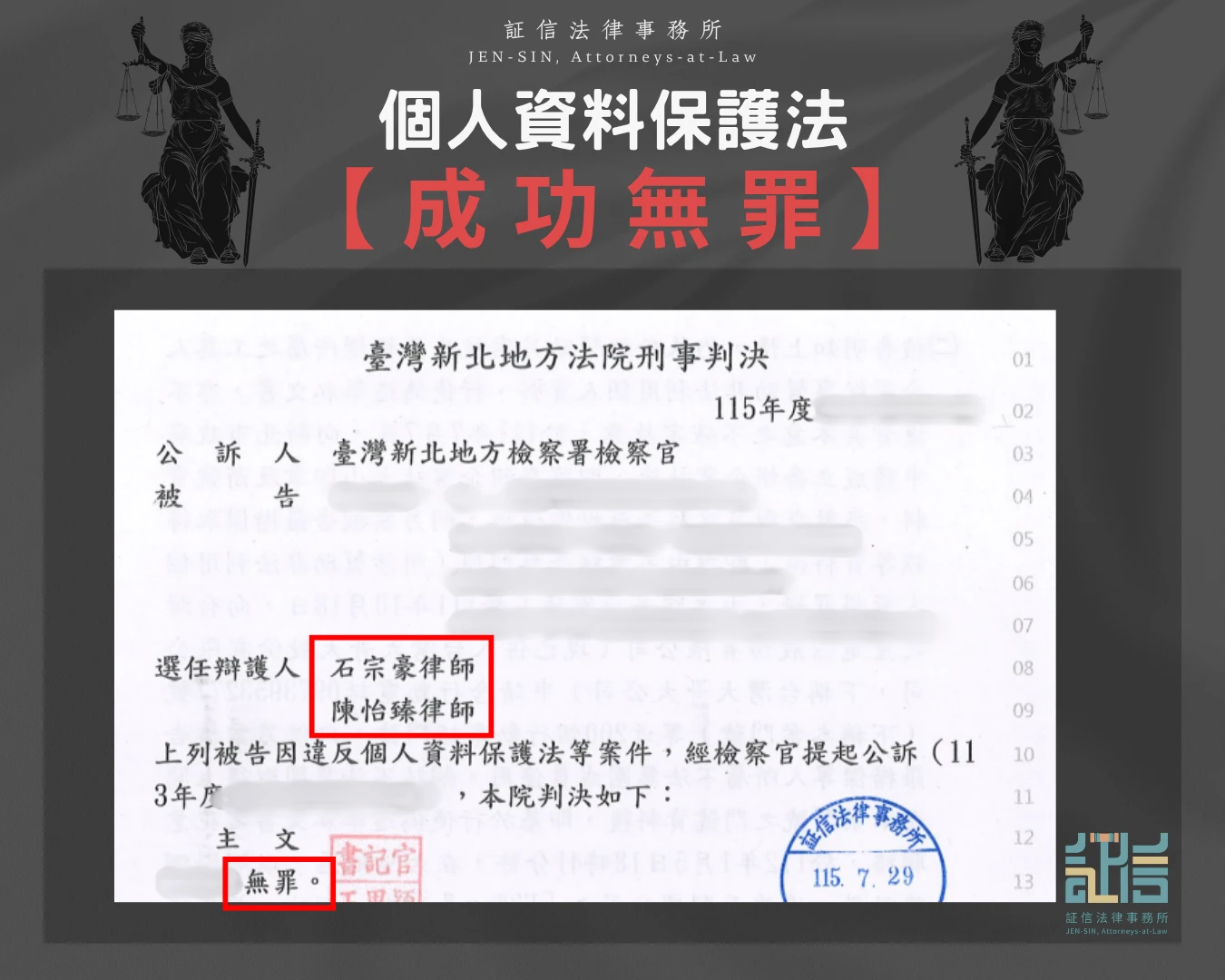 個人資料保護法 成功無罪
