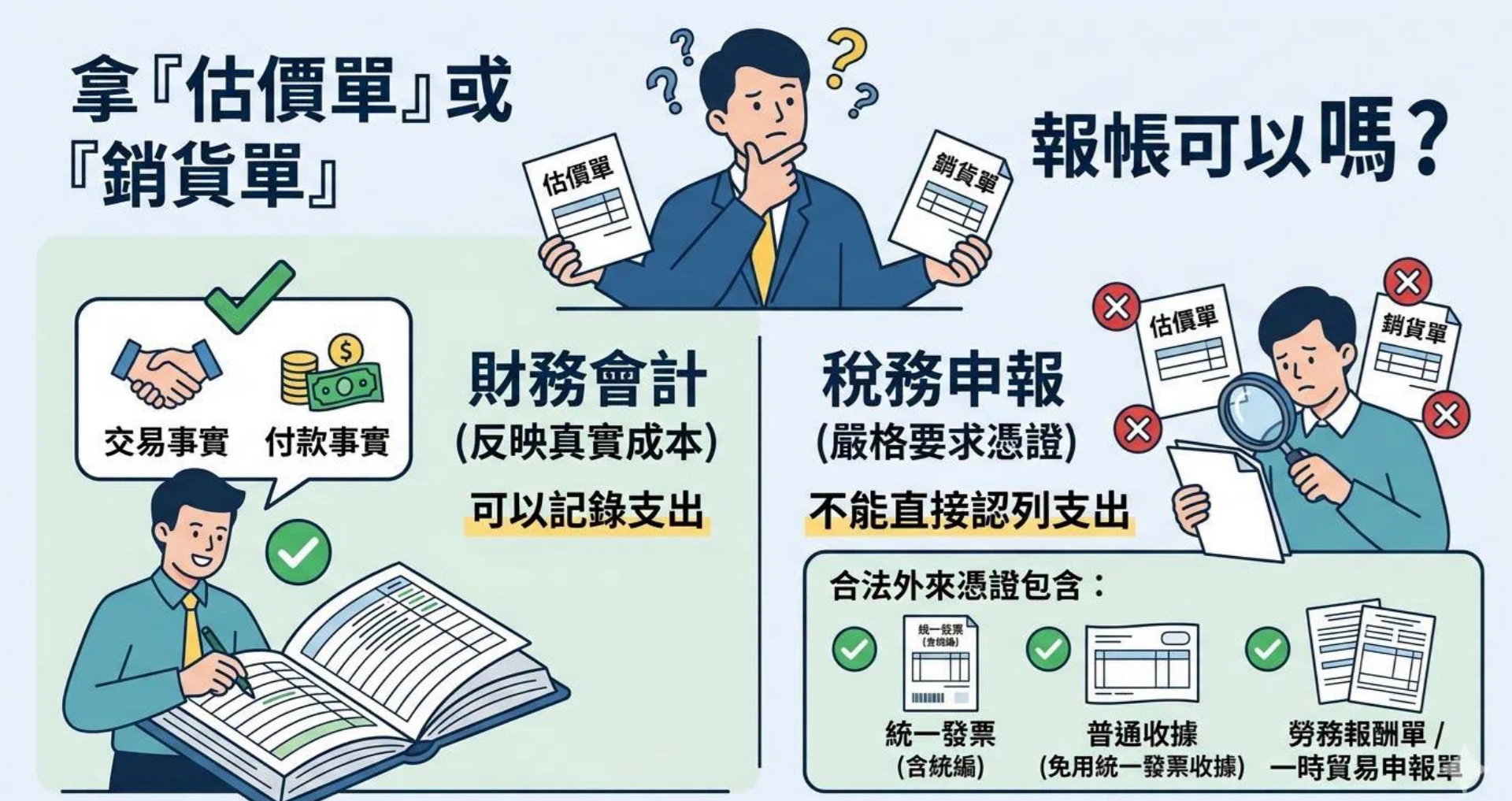 拿「估價單」或「銷貨單」報帳可以嗎？