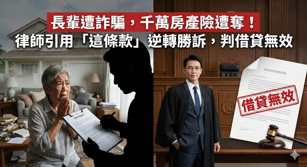 【成功案例】長輩遭詐騙,千萬房產險遭奪!律師引用「這條款」逆轉勝訴,判借貸無效