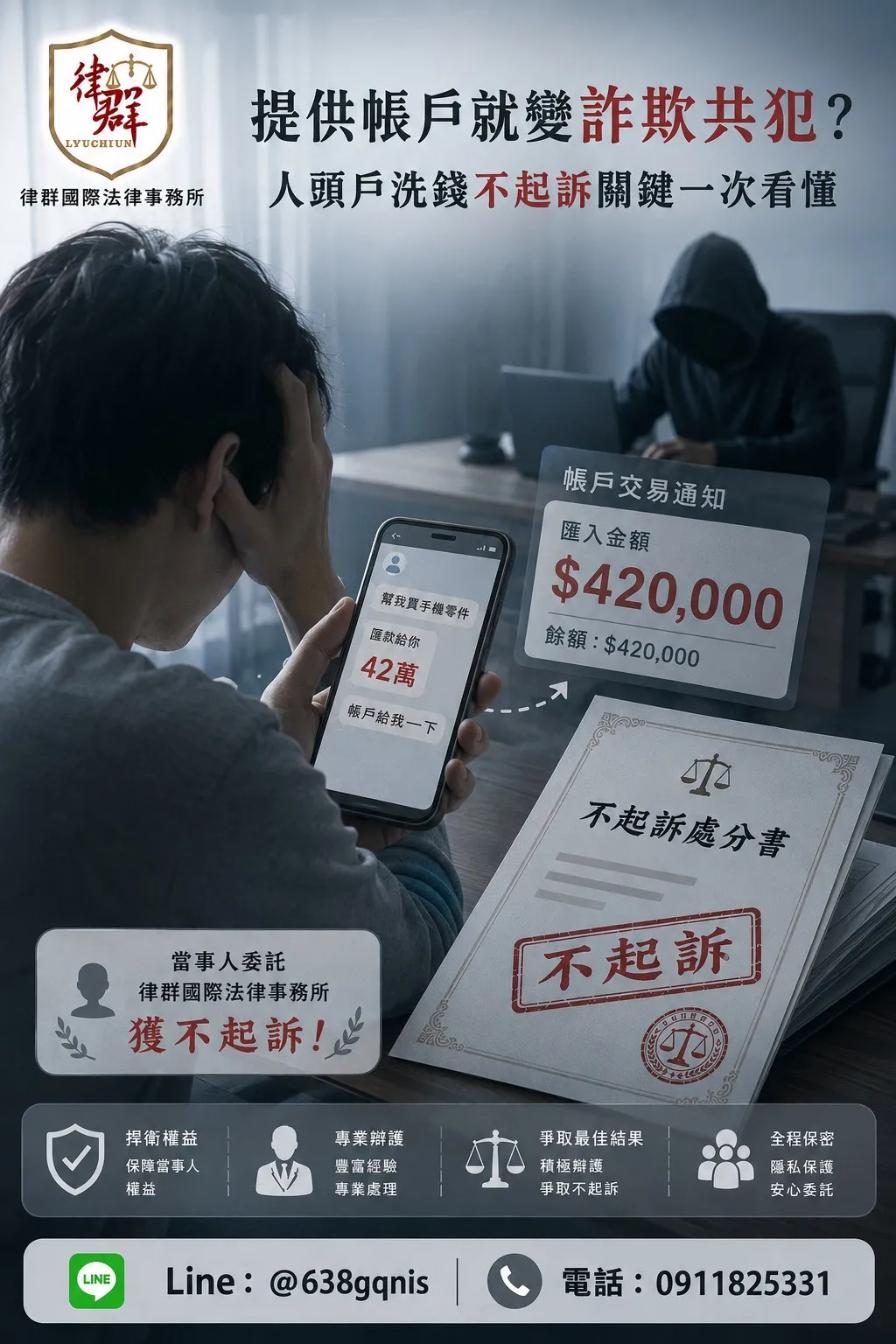 提供帳戶就變詐欺共犯?人頭戶洗錢不起訴關鍵一次看懂