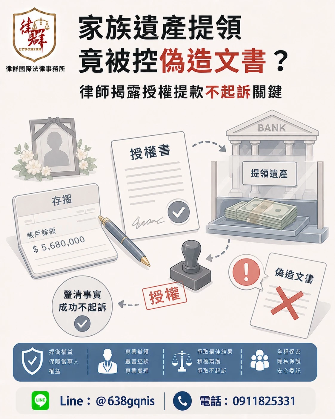 家族遺產提領竟被控偽造文書?律師揭露授權提款不起訴關鍵