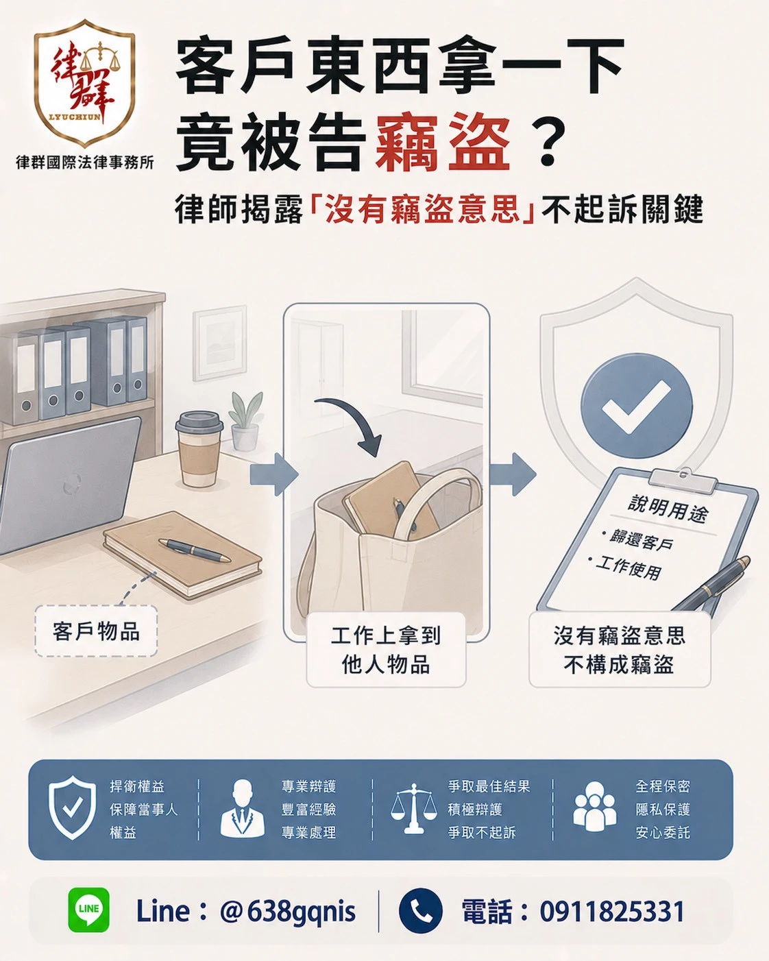 客戶東西拿一下竟被告竊盜?律師揭露「沒有竊盜意思」不起訴關鍵