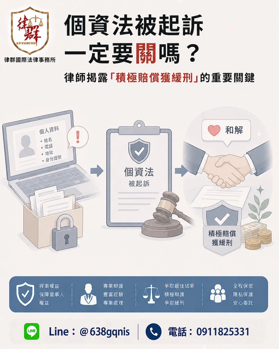 個資法被起訴一定要關嗎?律師揭露「積極賠償獲緩刑」的重要關鍵