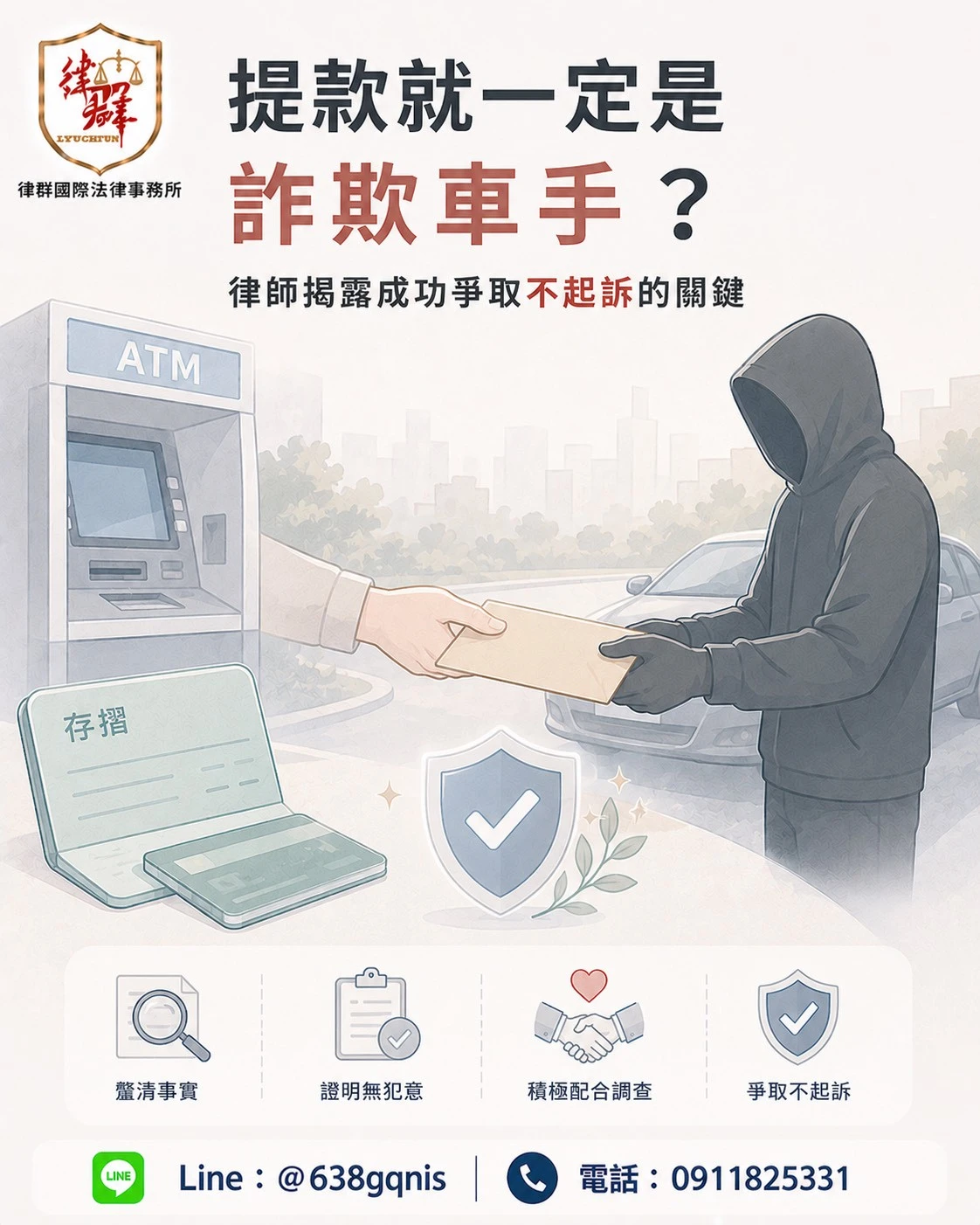 提款就一定是詐欺車手?律師揭露成功爭取不起訴的關鍵