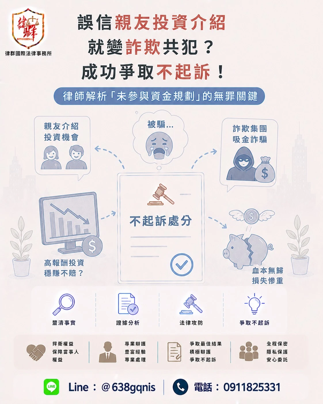 誤信親友投資介紹就變詐欺共犯?成功爭取不起訴!律師解析「未參與資金規劃」的無罪關鍵