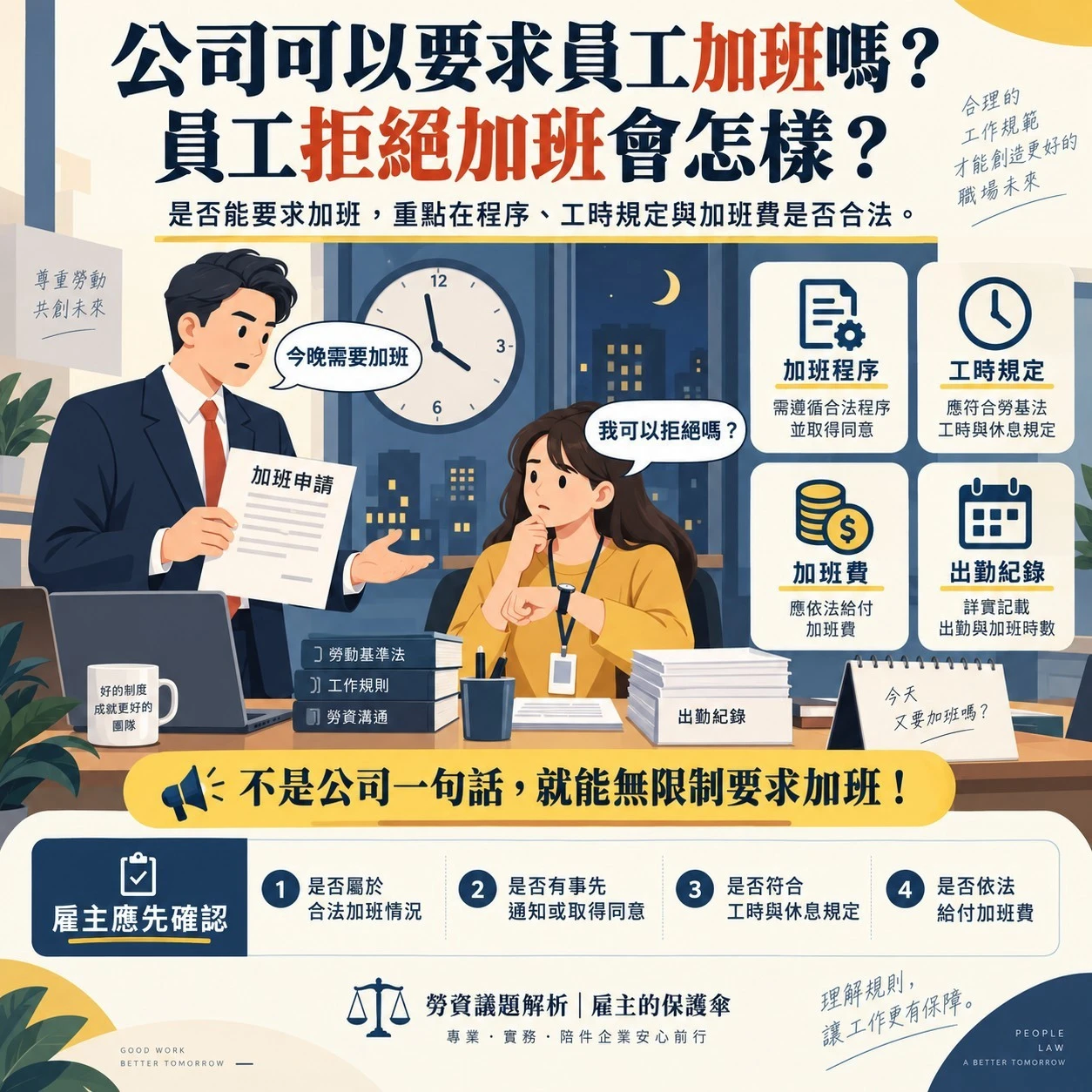 公司可以要求員工加班嗎?員工拒絕加班會怎樣?