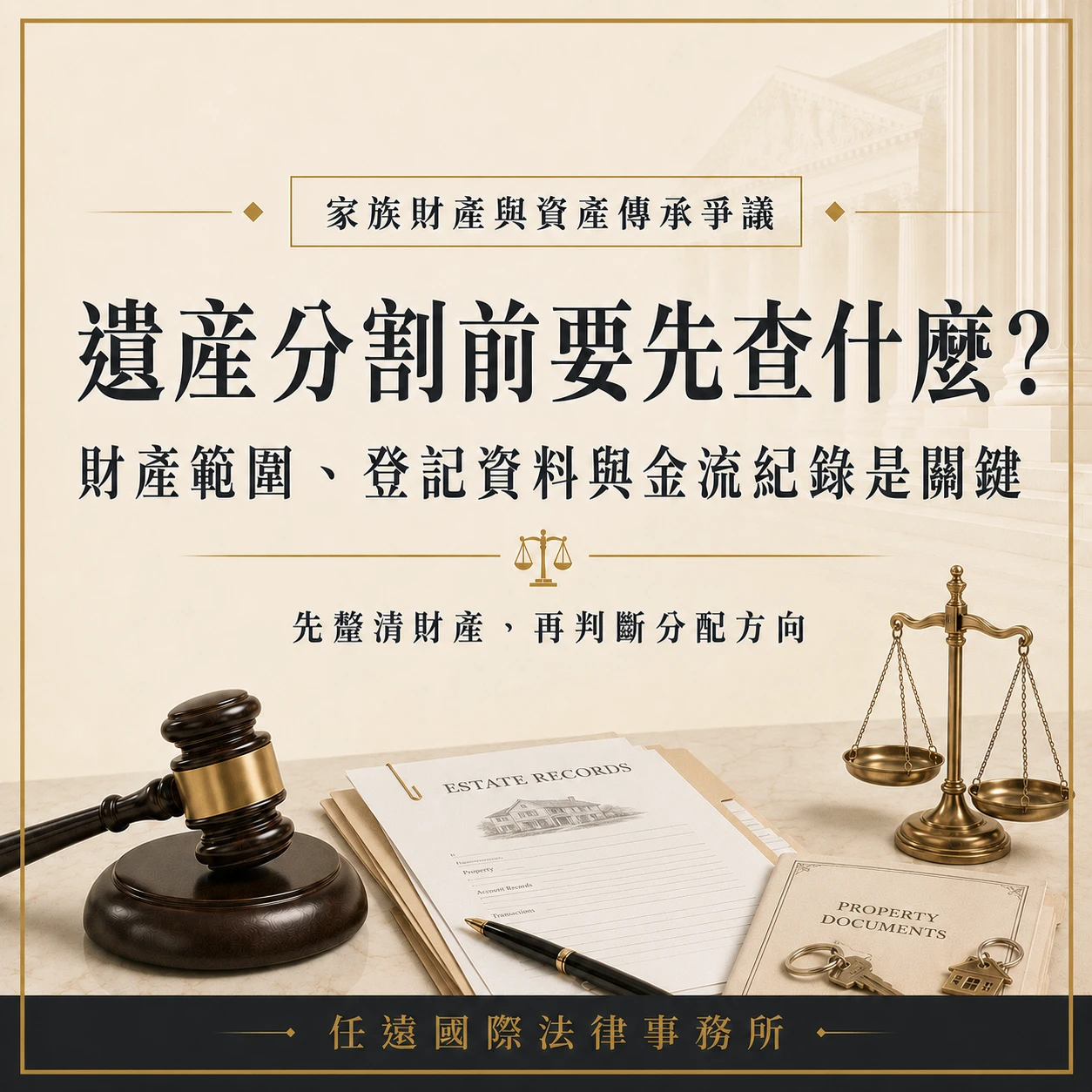 遺產分割前要查什麼?財產、登記與金流整理重點|任遠國際法律事務所