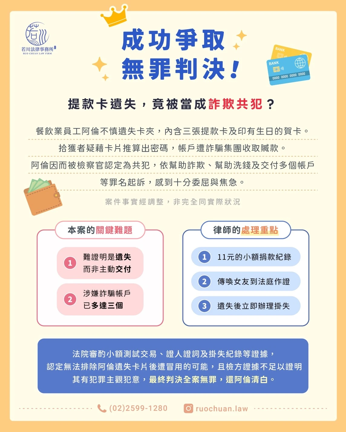 案例分享｜提款卡遺失，竟被當成詐欺共犯？成功爭取無罪判決！