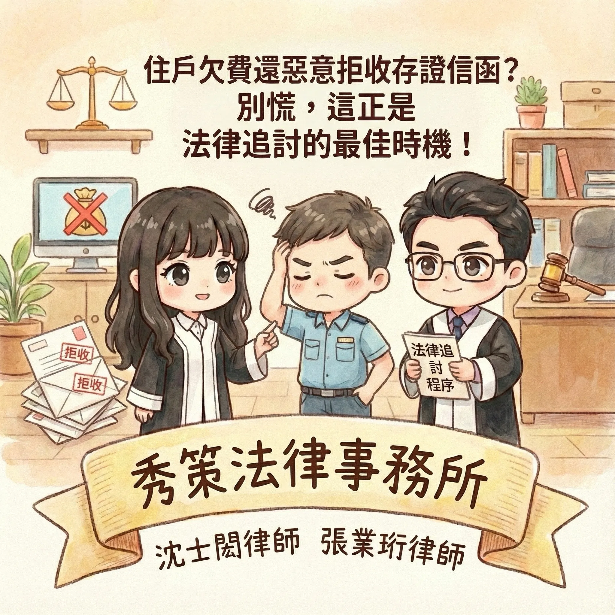 住戶欠費還惡意拒收存證信函?別慌,這正是法律追討的最佳時機! 社區法律顧問 / 新莊區律師推薦 / 台北律師推薦 / 社區訴訟律師推薦/台北律師事務所/台北律師推薦