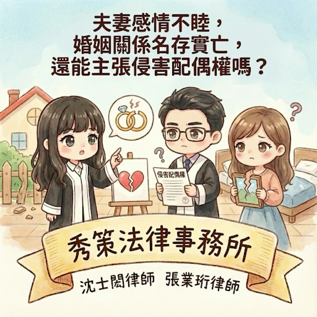 夫妻感情不睦,婚姻關係名存實亡,還能主張侵害配偶權嗎? 外遇訴訟律師 / 外遇訴訟律師推薦 / 台北外遇訴訟律師 / 台北外遇訴訟律師推薦 / 新莊外遇訴訟律師 / 新莊外遇訴訟律師推薦