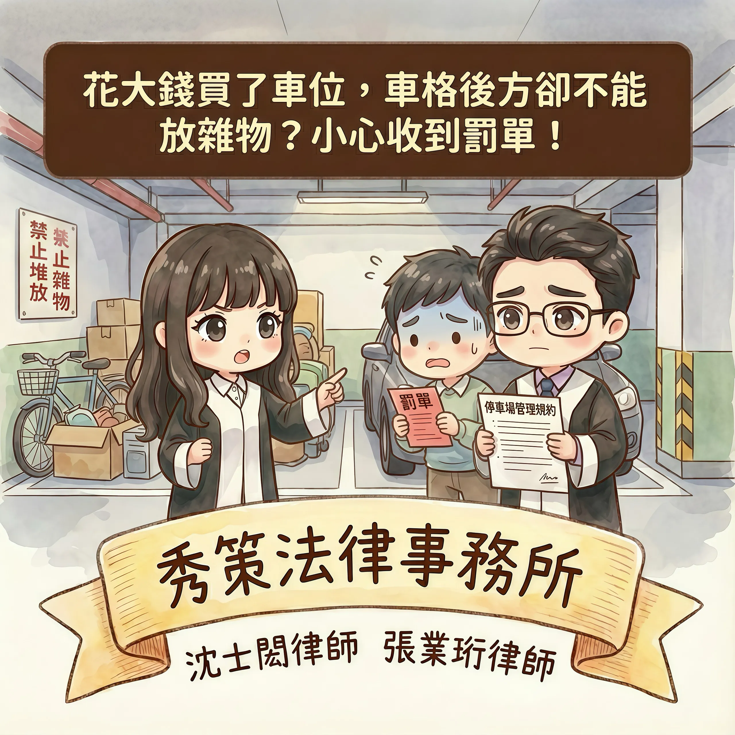 花大錢買了車位,車格後方卻不能放雜物?小心收到罰單! 社區法律顧問 / 新莊區律師推薦 / 台北律師推薦 / 社區訴訟律師推薦/台北律師事務所/台北律師推薦