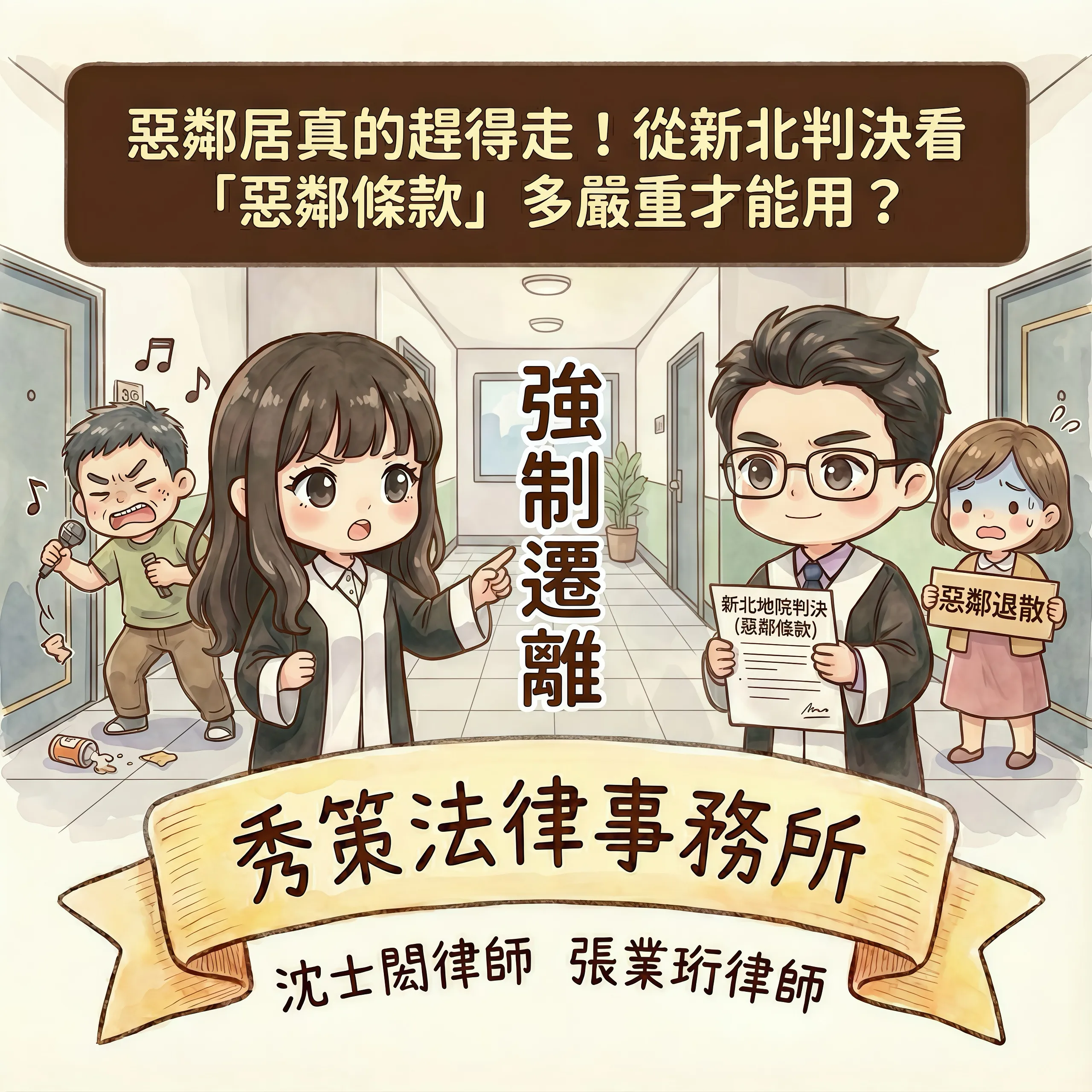 惡鄰居真的趕得走!從新北判決看「惡鄰條款」多嚴重才能用? 社區法律顧問 / 新莊區律師推薦 / 台北律師推薦 / 社區訴訟律師推薦/台北律師事務所/台北律師推薦