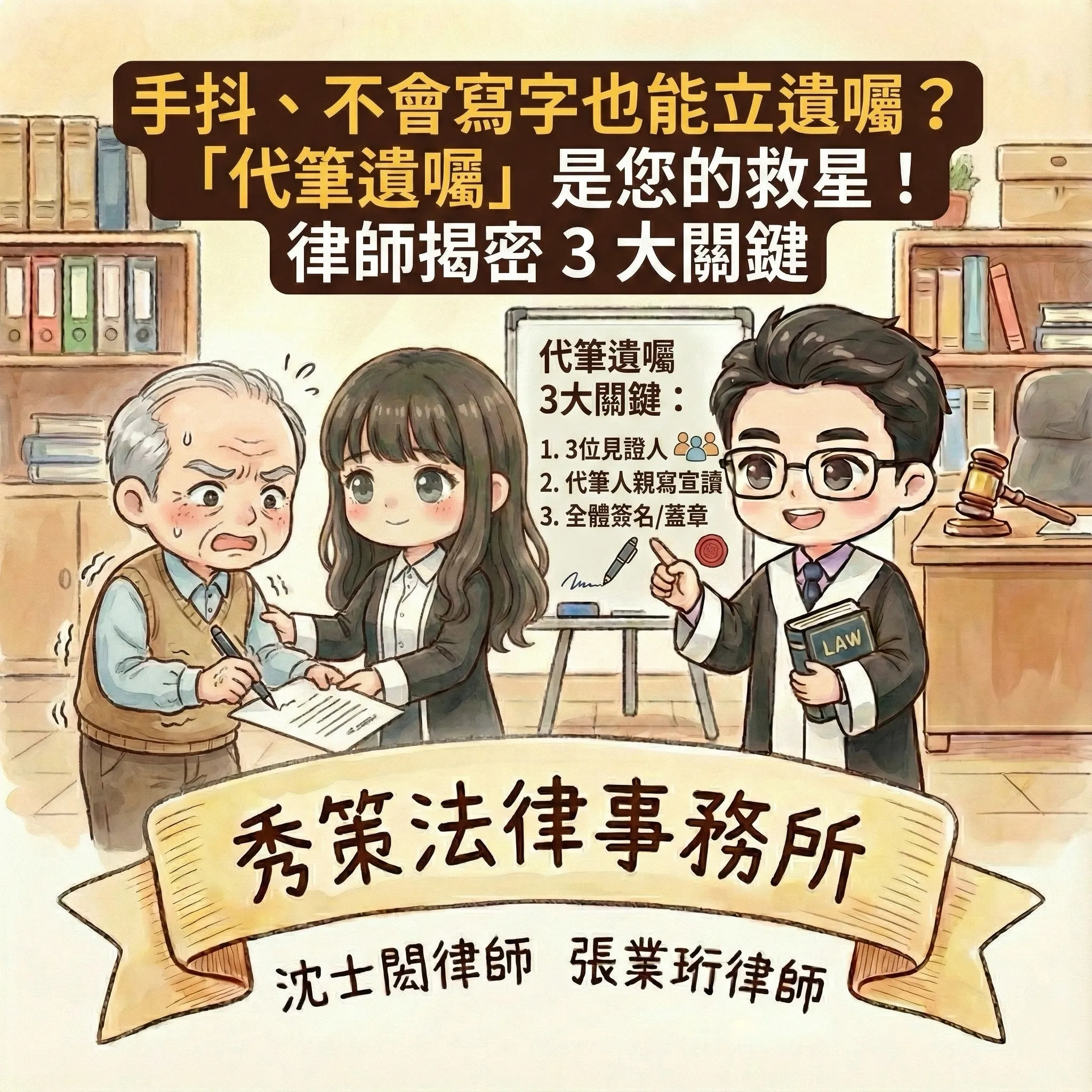 手抖、不會寫字也能立遺囑?「代筆遺囑」是您的救星!律師揭密3大關鍵 #遺囑律師 #遺囑訴訟律師 #代筆遺囑律師 #代筆遺囑律師推薦 #台北代筆遺囑律師 #台北代筆遺囑律師推薦 #新北代筆遺囑律師 #新北代筆遺囑律師推薦