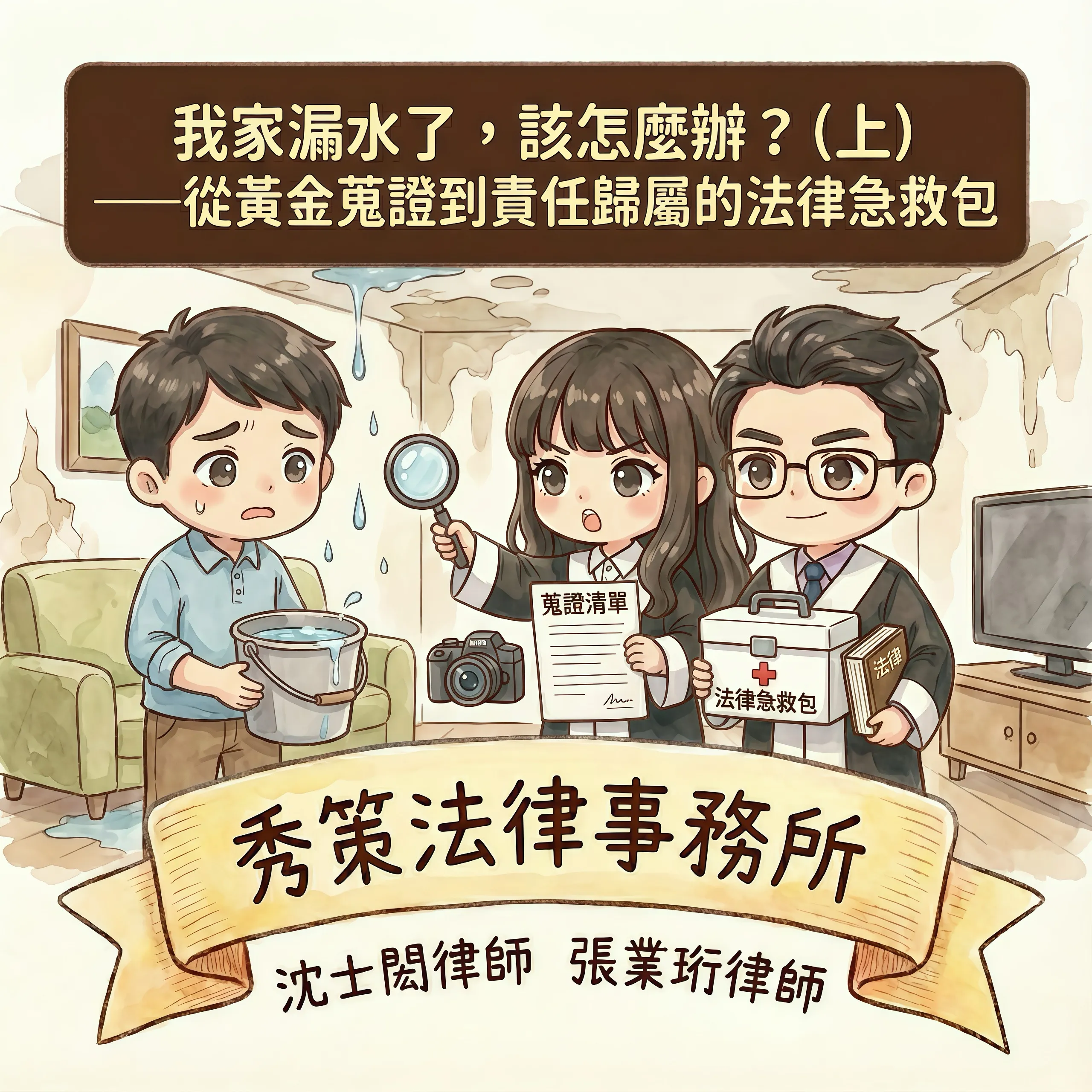 我家漏水了,該怎麼辦?(上)——從黃金蒐證到責任歸屬的法律急救包 社區法律顧問 / 新莊區律師推薦 / 台北律師推薦 / 社區訴訟律師推薦/台北律師事務所/台北律師推薦