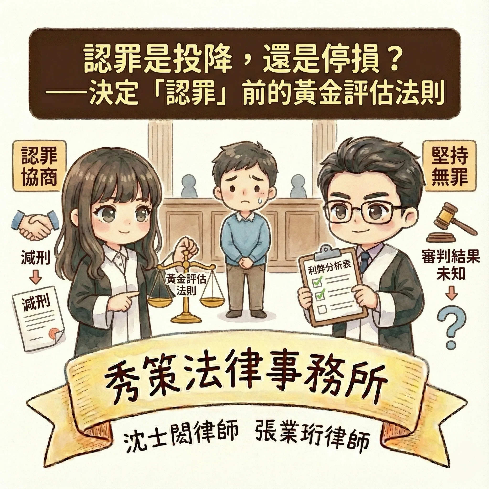 認罪是投降,還是停損?——決定「認罪」前的黃金評估法則 #律師事務所 #律師推薦 #台北律師事務所 #新北律師推薦 #新北律師事務所 #新北律師推薦 #刑事訴訟律師 #刑事訴訟律師推薦 #台北刑事訴訟律師 #新北刑事訴訟律師推薦