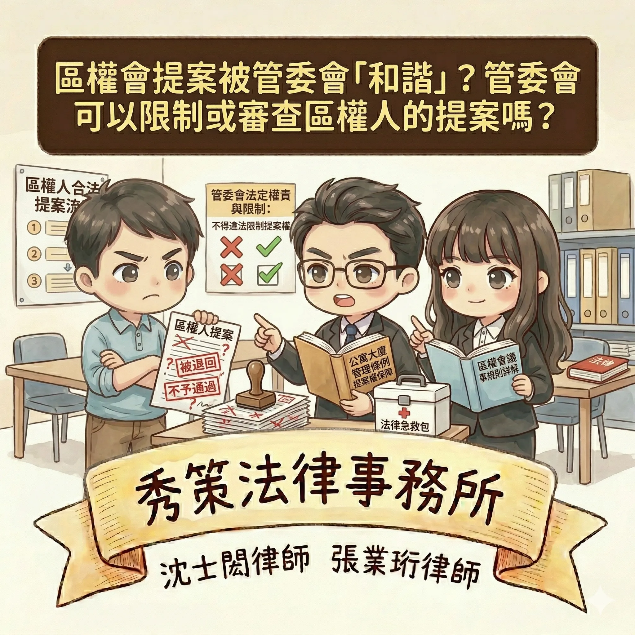 區權會提案被管委會「和諧」？管委會可以限制或審查區權人的提案嗎？  社區法律顧問 / 新莊區律師推薦 / 台北律師推薦 / 社區訴訟律師推薦／台北律師事務所／台北律師推薦