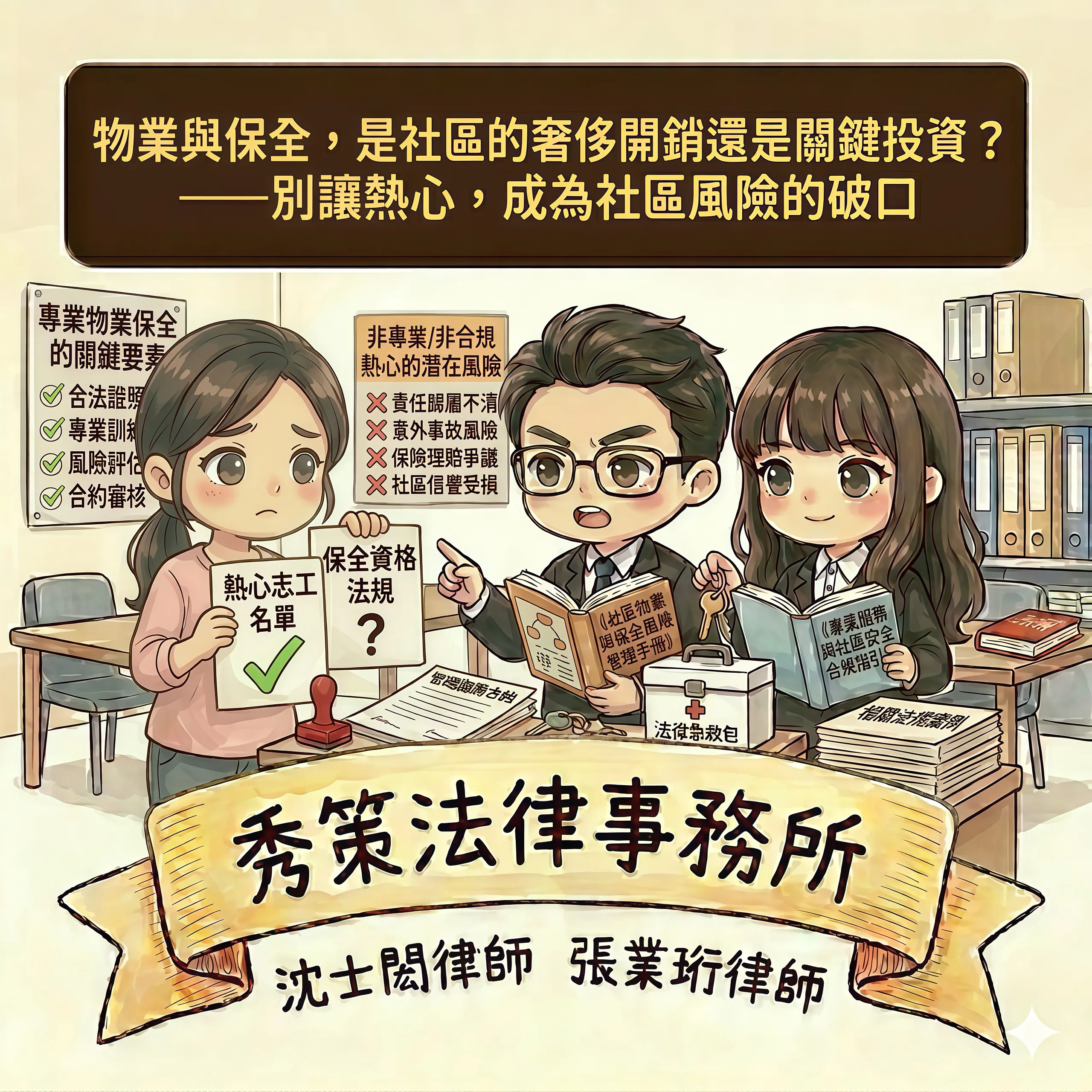 物業與保全,是社區的奢侈開銷還是關鍵投資?——別讓熱心,成為社區風險的破口 社區法律顧問 / 新莊區律師推薦 / 台北律師推薦 / 社區訴訟律師推薦/台北律師事務所/台北社區律師推薦 / 新北社區律師推薦 / 社區紛爭律師推薦