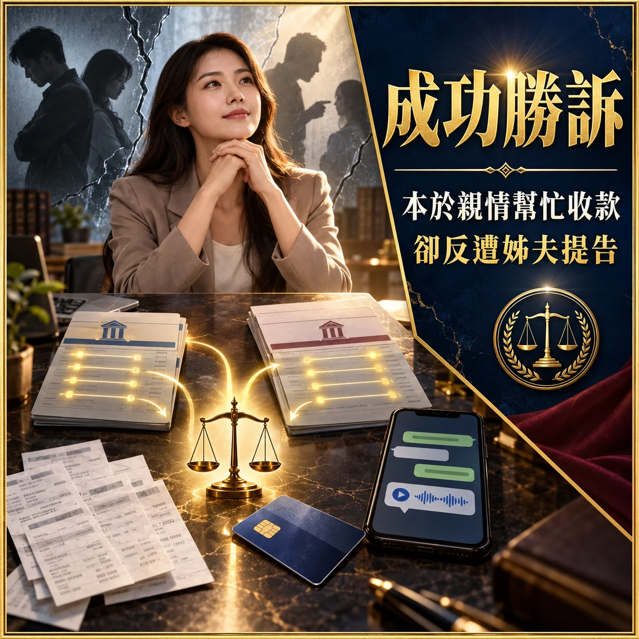 本於親情幫忙收款卻挨告|律師還原真相勝訴!台中律師/台中律師推薦