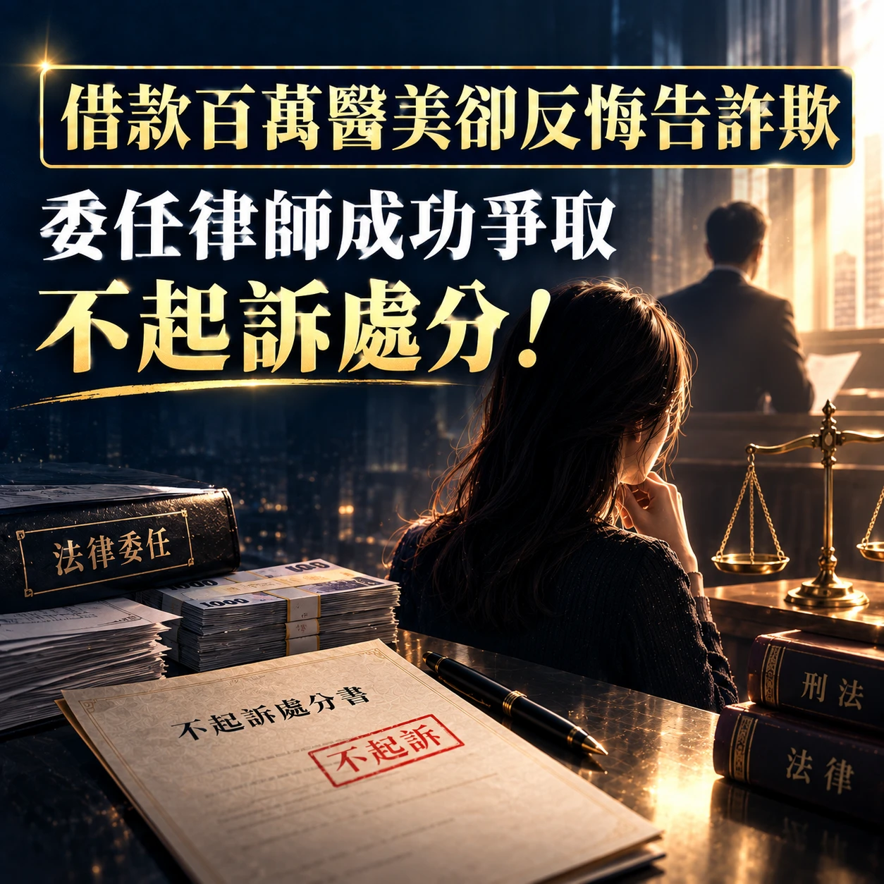 借款百萬醫美卻反悔告詐欺｜委任律師成功爭取不起訴處分！