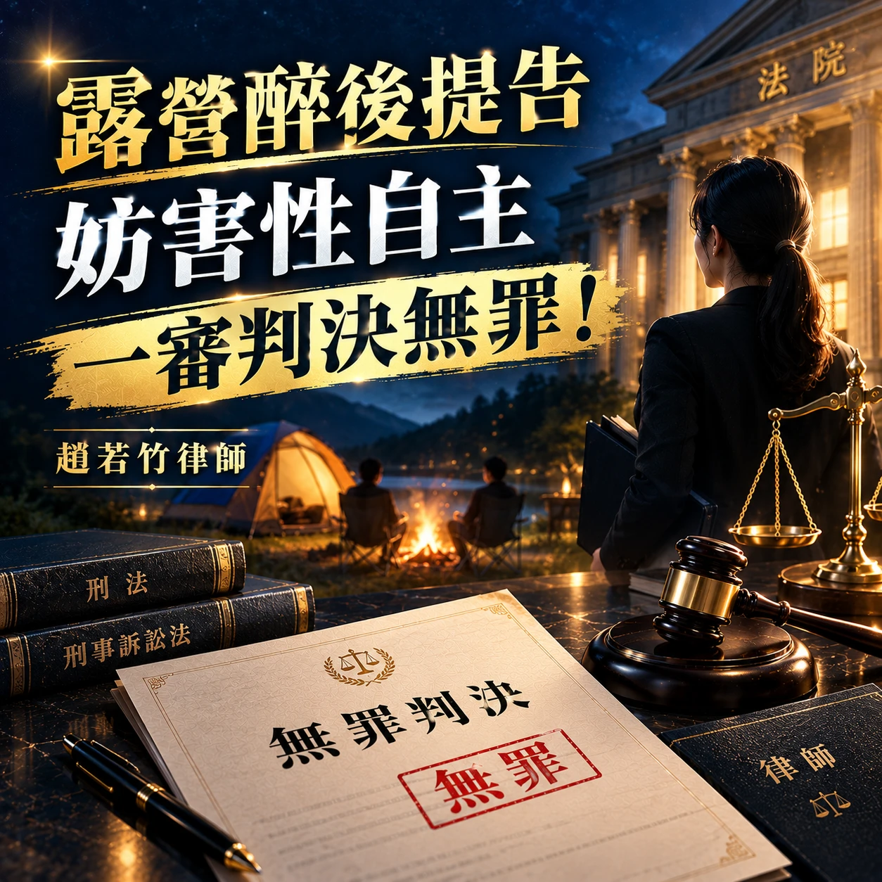 露營醉後提告妨害性自主｜一審委任趙若竹律師喜獲無罪判決！台中妨害性自主律師/台中西區律師推薦
