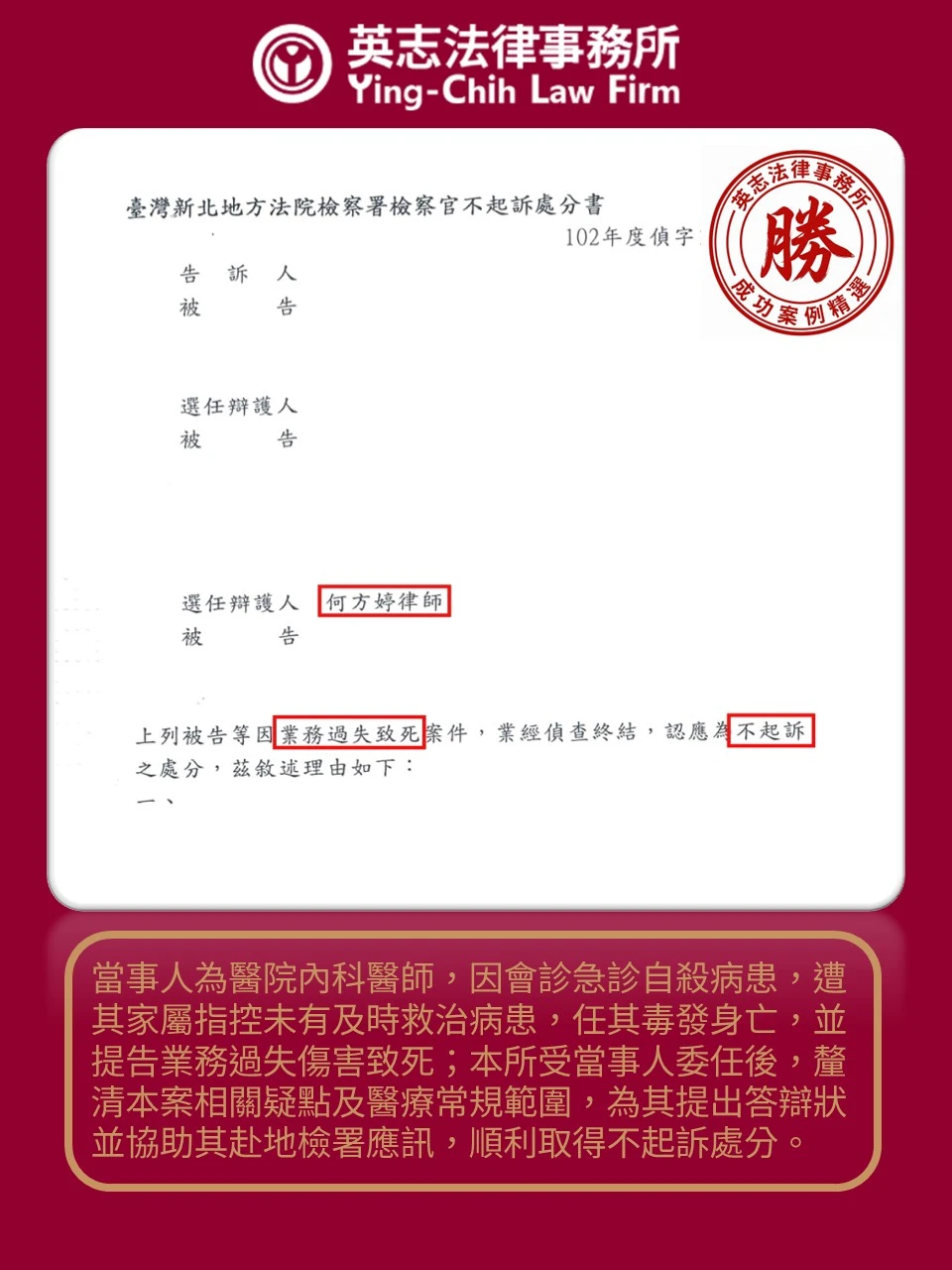 醫事訴訟案例分享-病患院內死亡案