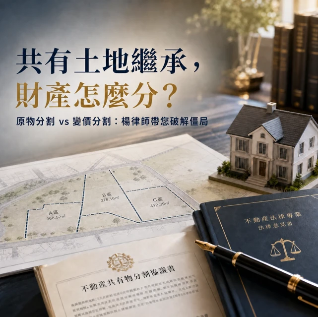 【法律專欄】共有土地、房屋繼承問題卡死死?楊律師帶您看懂「原物分割」與「變價分割」!